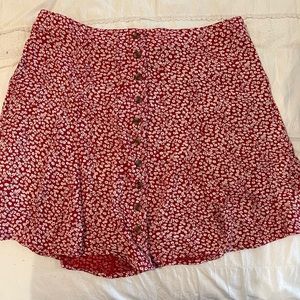 Red floral skirt
